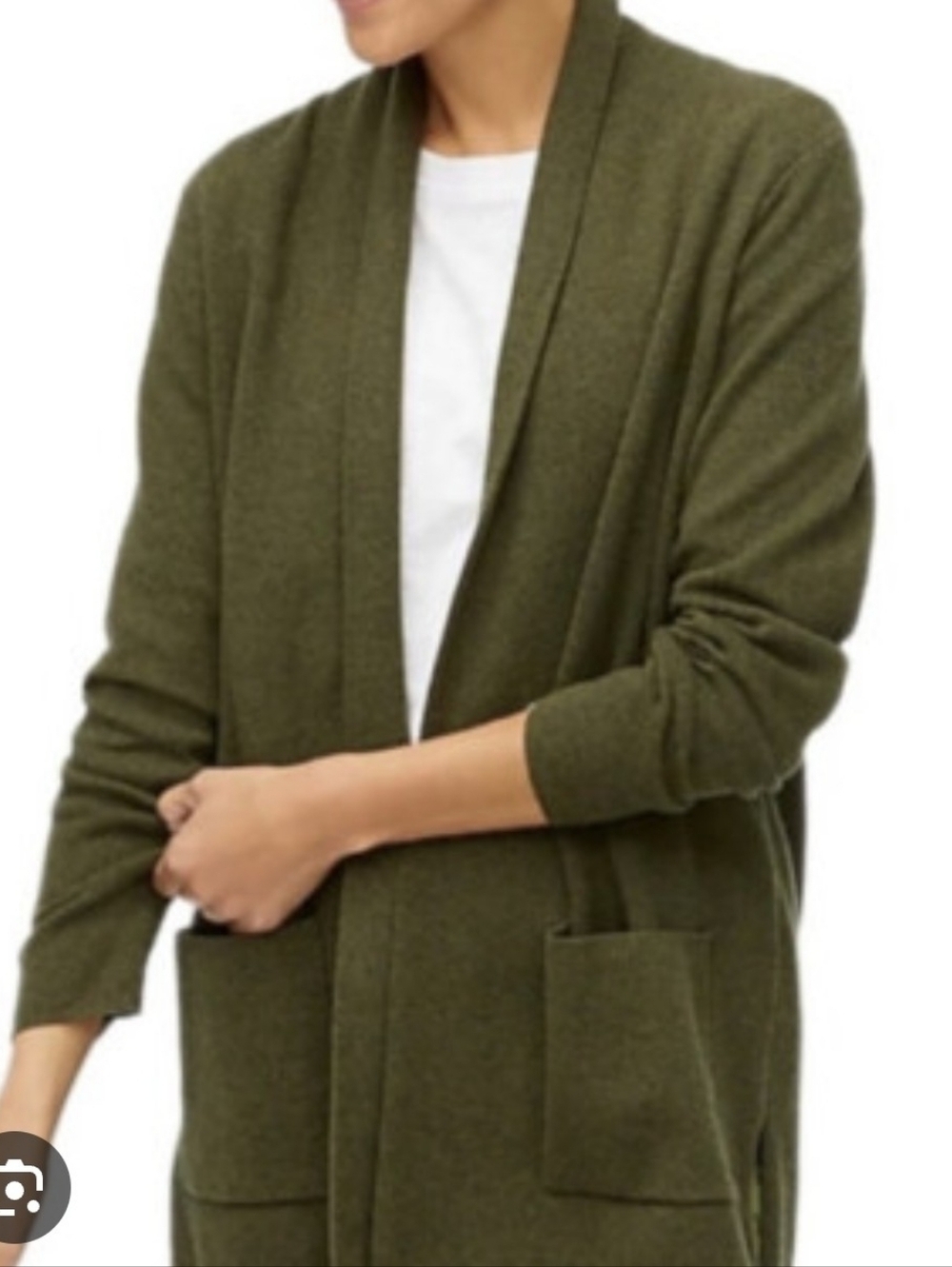 J.crew Factory Olive Green Long Open Front Cardigan Size Large.